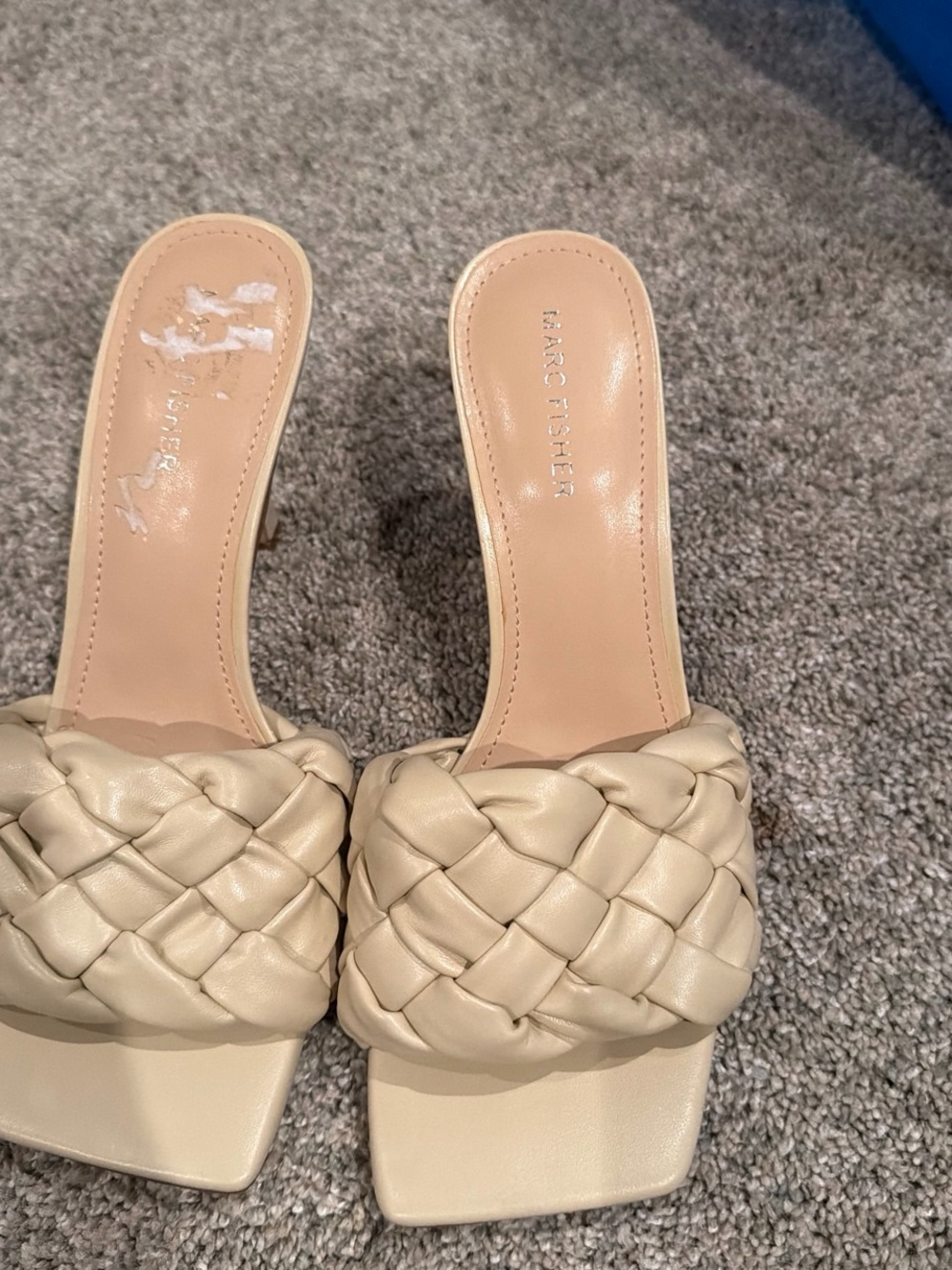Marc Fisher Braided Cream Slide Mules